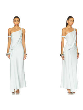 Misha HORIZON MAXI DRESS  ice blue Silver hardware size XS NWT  $519msrp